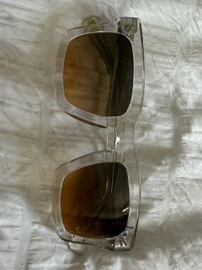 SEE Eyewear- Clear Frame Sunglasses with Brown Gradient Lenses